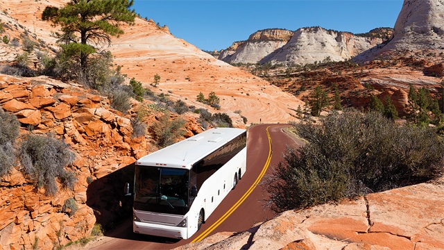 Grand Canyon bus tour travel format with coach transportation for canyon access