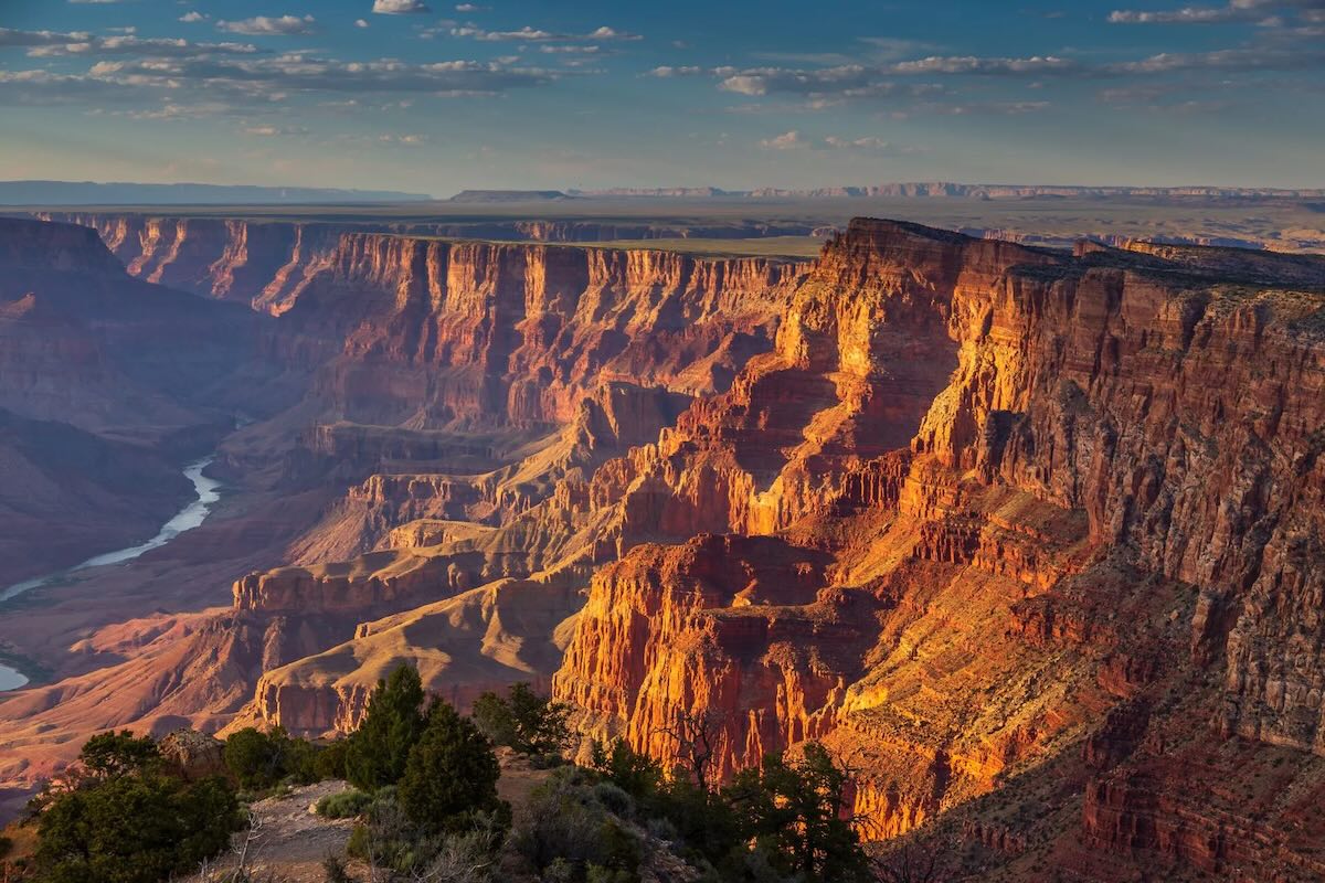Grand Canyon South Rim view with layered canyon depth and classic overlook scenery
