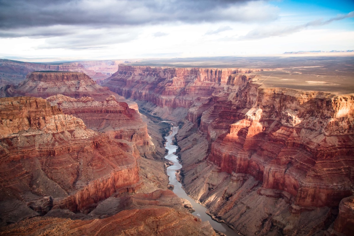 Road trip to Grand Canyon South Rim through open desert landscape
