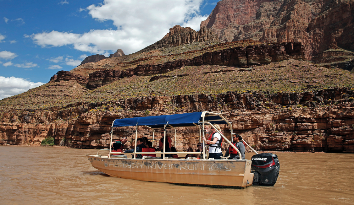 West Rim On-Site Helicopter Landing and Pontoon Boat Activity in Grand Canyon air tours